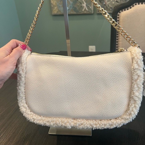 Michael Kors Carmela MD Leather Shearling Pouchette Crossbody Bag - Picture 3 of 5